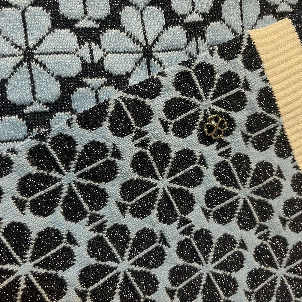 Kate Spade Blue and Black Floral Knit Scarf Size: 71” x 11” - Picture 7 of 11